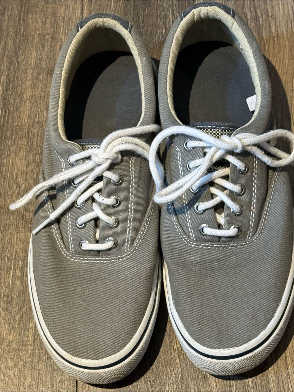 Sperry Gray Canvas Low-Top Sneakers with White Laces